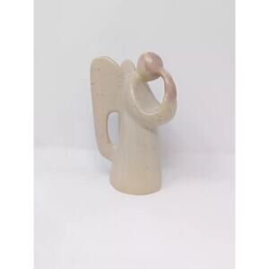 Carved Soapstone Statue Angel Praying Abstract Art Stone Figurine Modern 7" x 5"